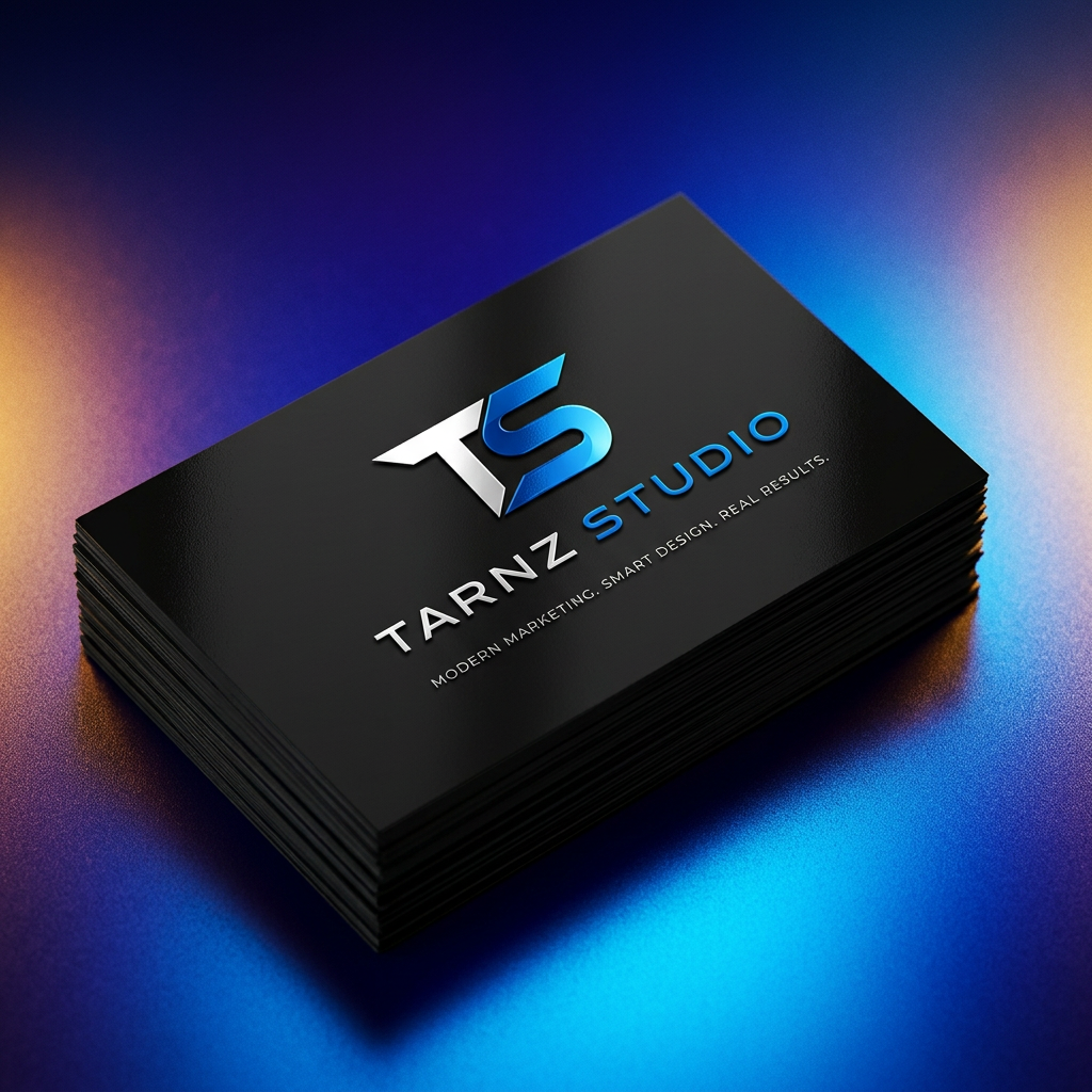 Business cards mockup with Tarnz Studio branding