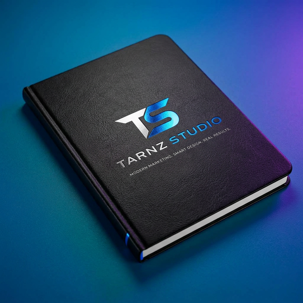 Notebooks mockup with Tarnz Studio branding