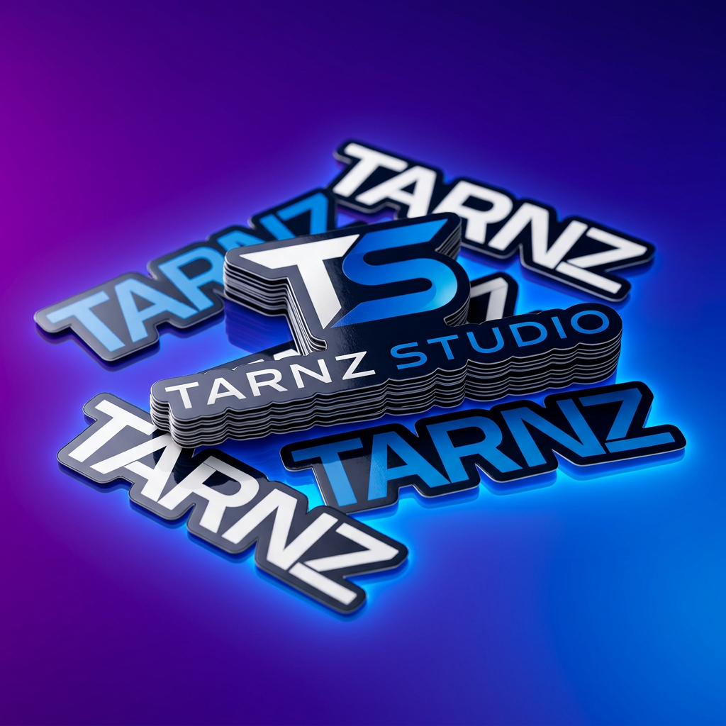 Stickers mockup with Tarnz Studio branding