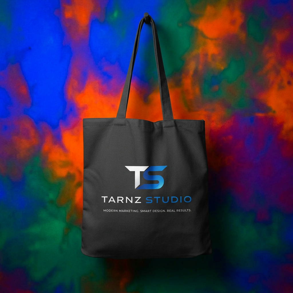 Tote bags mockup with Tarnz Studio branding